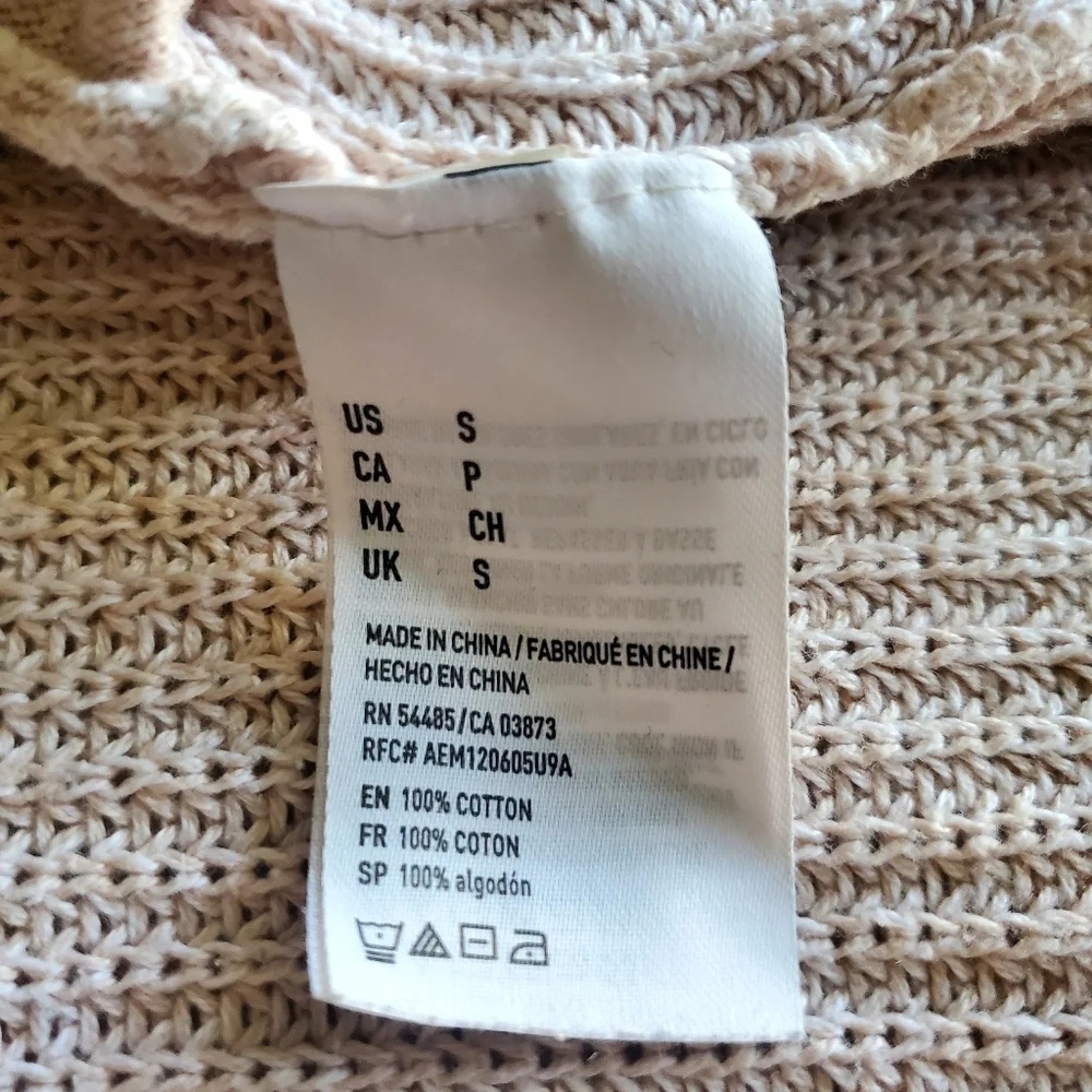 American Eagle‎ Open Front Cardigan Knit Sweater Beige Layering Boho Comfy